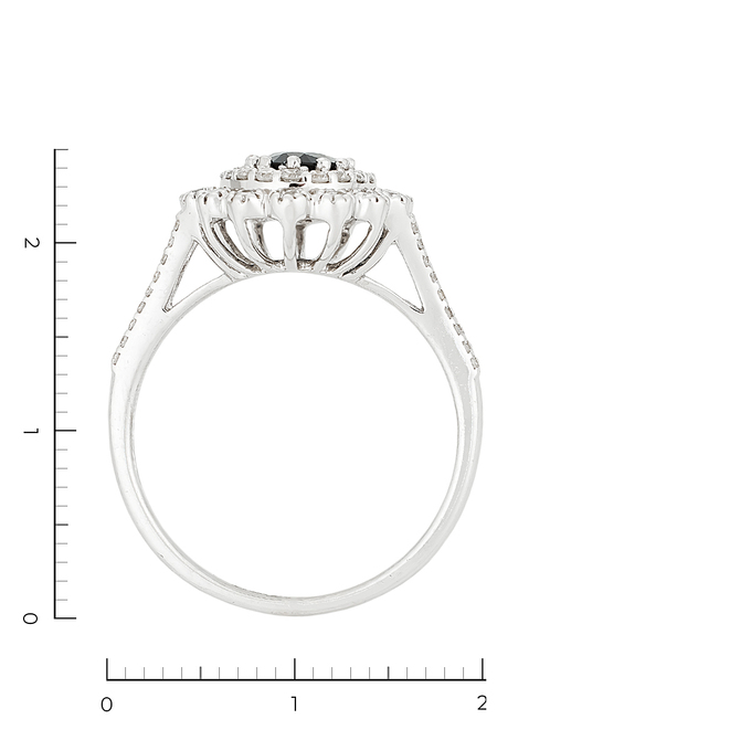 Кольцо из белого золота 585 пробы c 72 бриллиантами и 1 сапфиром, Л 3308 0622 за 68900