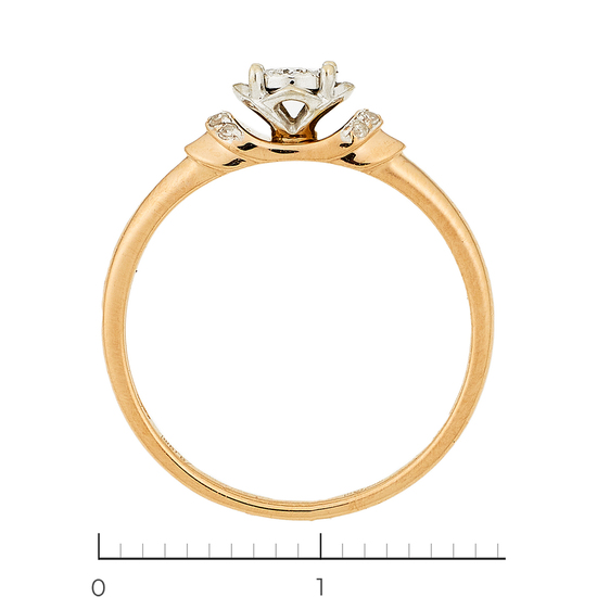 Кольцо из комбинированного золота 585 пробы c 9 бриллиантами, Л22116284 за 6200