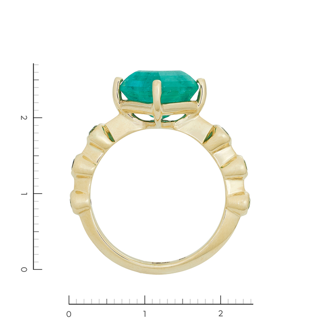 Кольцо из желтого золота 585 пробы c 6 гранатами и 1 изумрудом, Л 2810 3964 за 160000