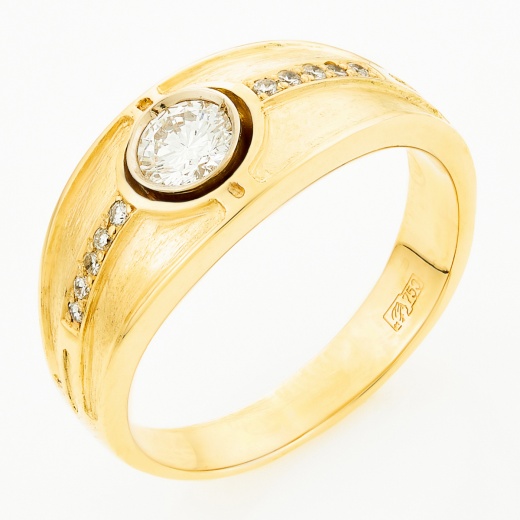 Кольцо из желтого золота 750 пробы c 11 бриллиантами Л61007592 фото 1