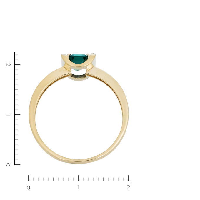 Кольцо из золота 585 пробы c 18 бриллиантами и 1 синт. изумрудом, Л 5804 6193 за 25520
