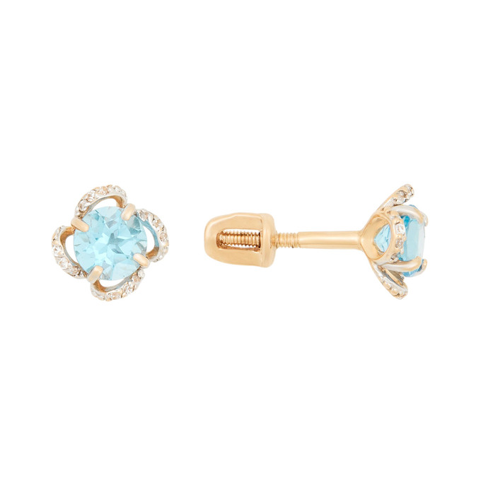 Серьги из золота 585 пробы с топазами и фианитами, Л 0408 5597 за 14800