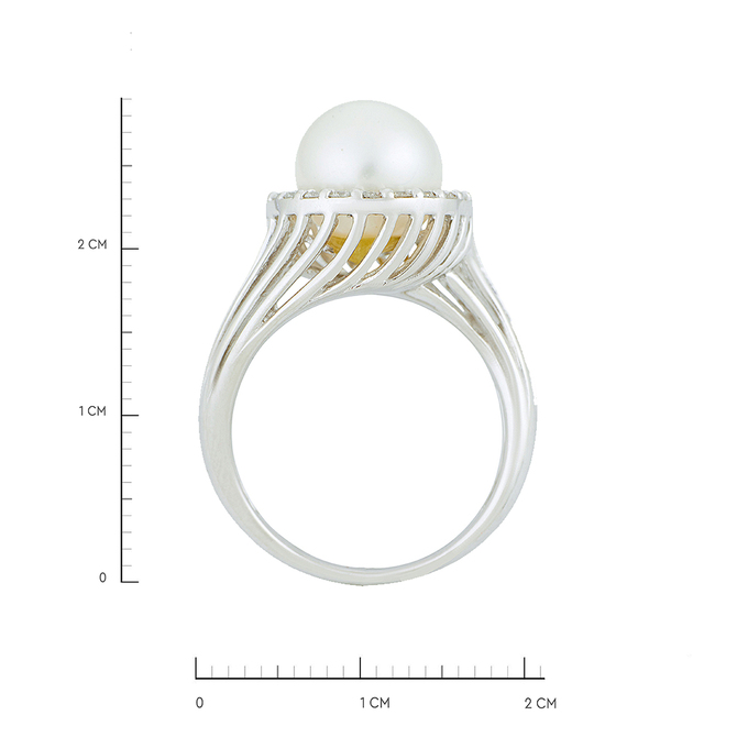 Кольцо из золота 750 пробы c бриллиантами и культивированным жемчугом, Л 4305 9259 за 65000
