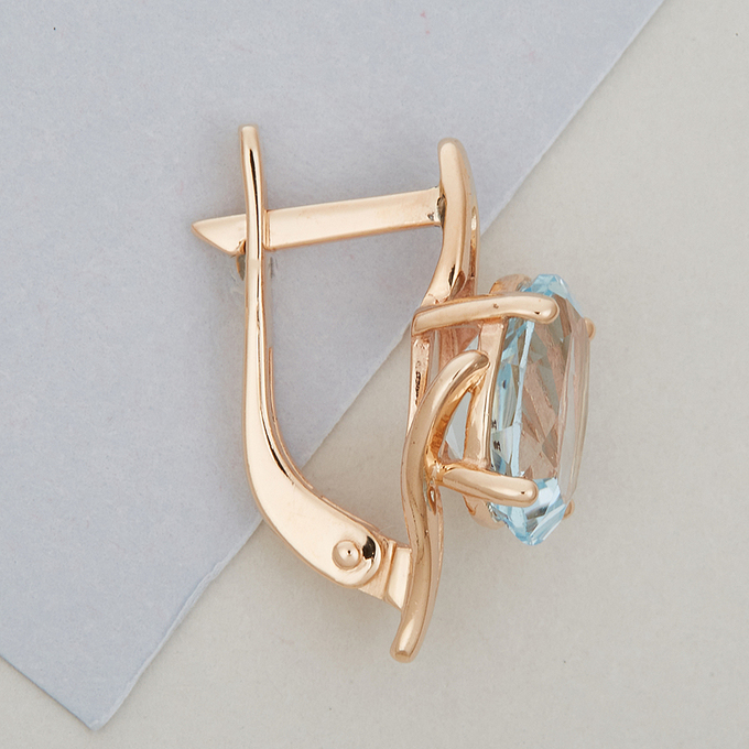 Серьги из красного золота 585 пробы c 2 топазами