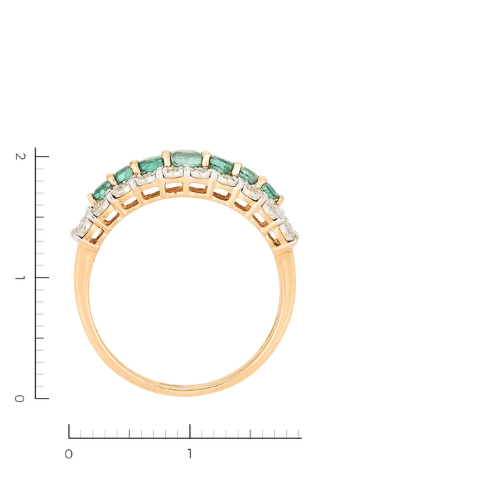 Кольцо из золота 585 пробы c 20 бриллиантами и 7 изумрудами, Л 3606 3072 за 30800