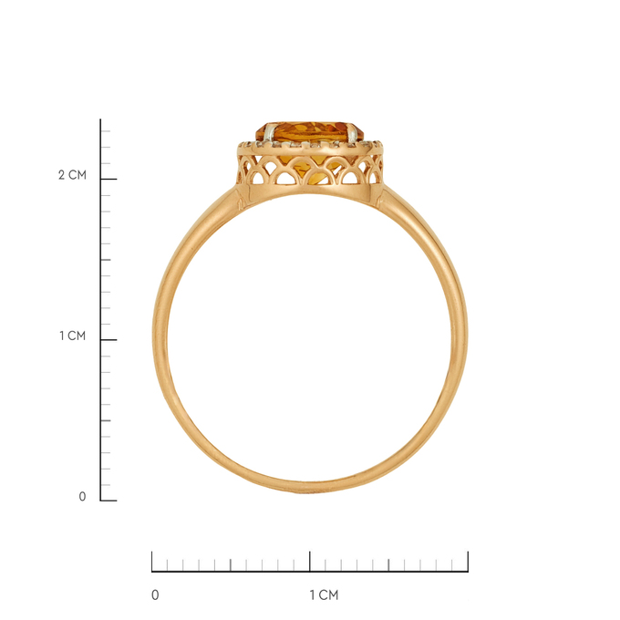 Кольцо из золота 585 пробы c цитрином и фианитами, Л 4107 6184 за 26240