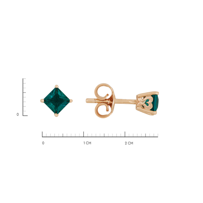Серьги из золота 585 пробы c синт. изумрудами, Л 2414 2915 за 9680
