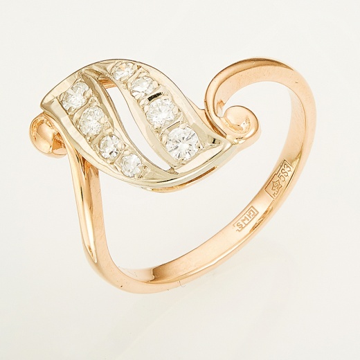 Кольцо из комбинированного золота 583 пробы c 8 бриллиантами Л43046242 фото 1