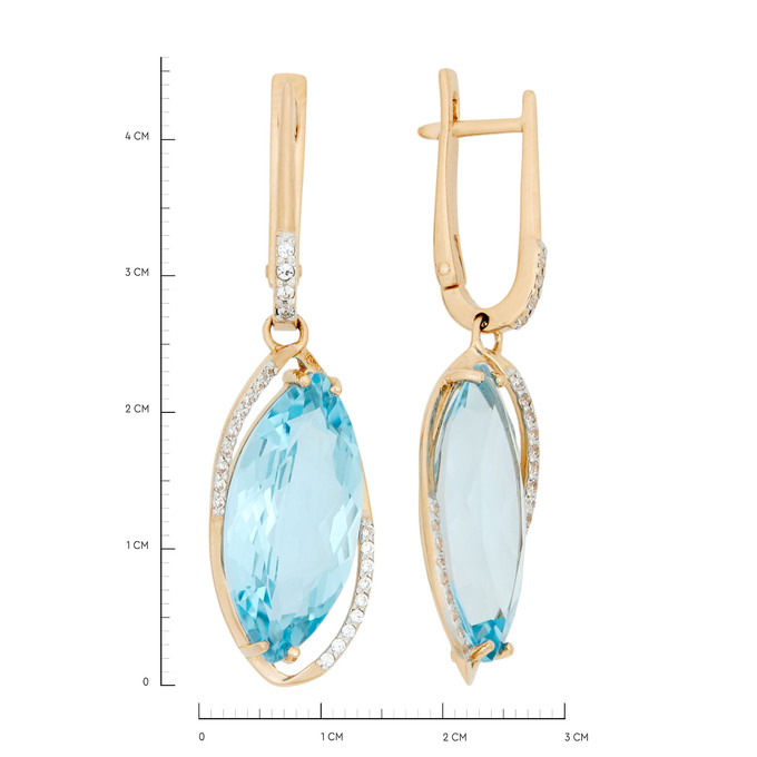 Серьги из золота 585 пробы с топазами и фианитами, Ц О007 4009 за 75200