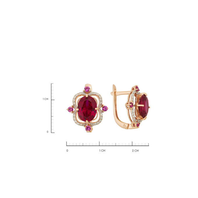 Серьги из золота 585 пробы c бриллиантами и корундами, Л 3506 8356 за 31600