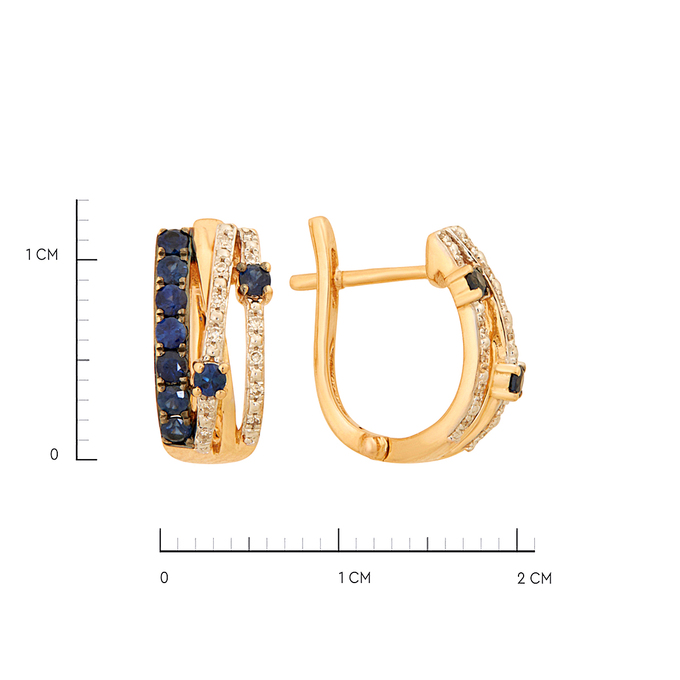 Серьги из золота 585 пробы c сапфирами и бриллиантами