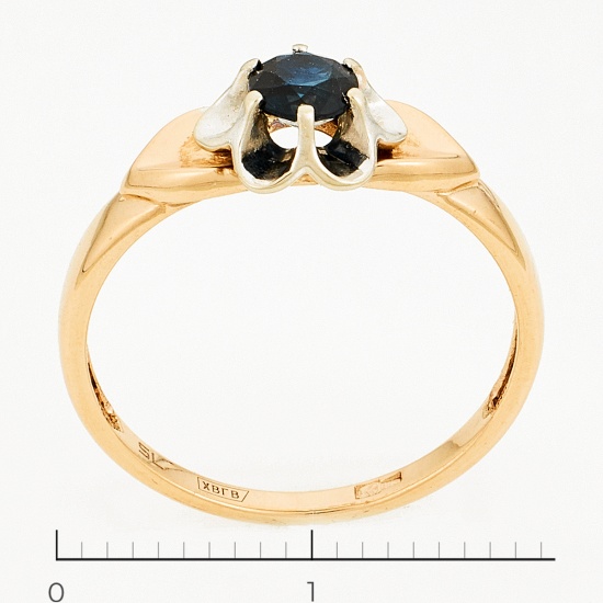 Кольцо из комбинированного золота 585 пробы c 1 сапфиром, Л60017020 за 12540