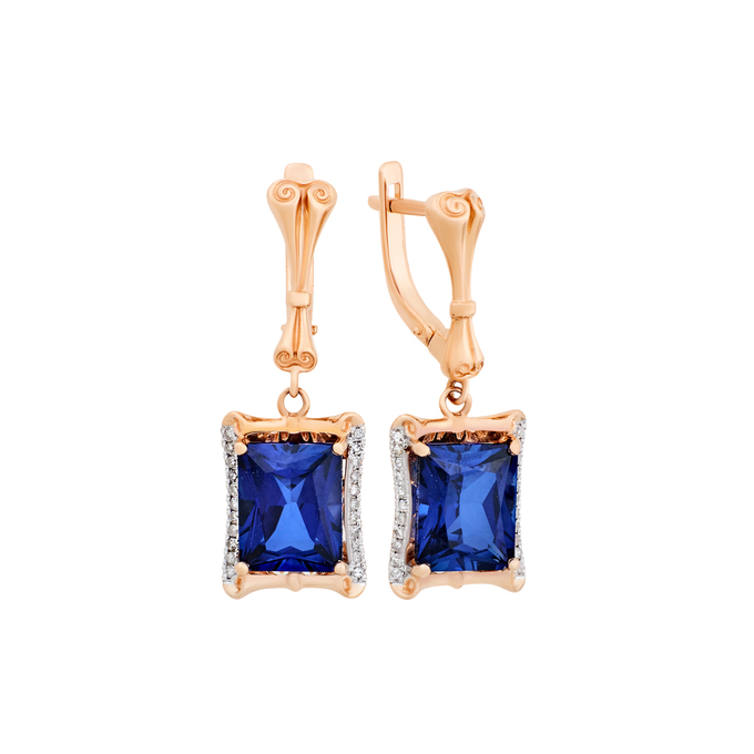 Серьги из золота 585 пробы с бриллиантами и корундами, Ц О007 4667 за 73600