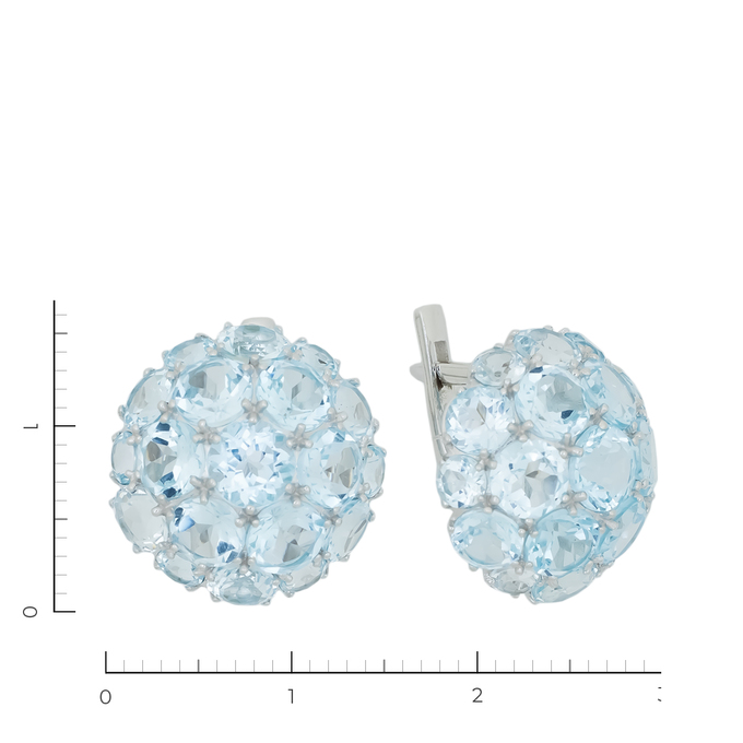 Серьги из белого золота 585 пробы c 38 топазами