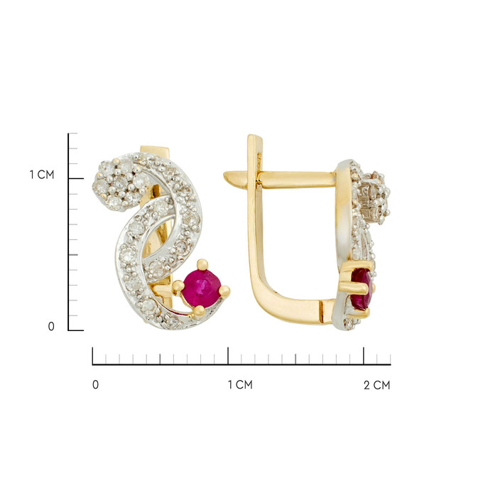 Серьги из золота 585 пробы с рубинами и бриллиантами, Л 2812 9586 за 46200