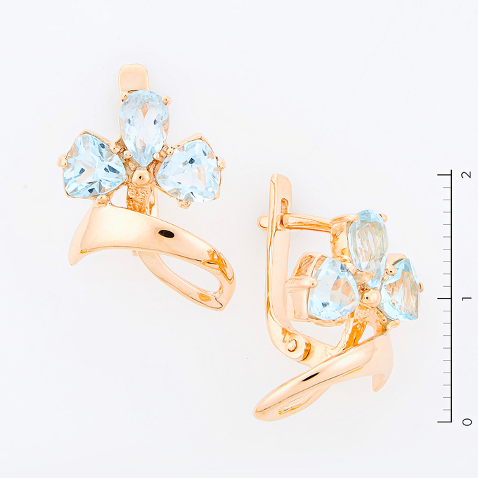 Серьги из золота 585 пробы c 6 топазами