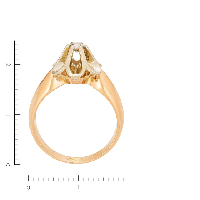 Кольцо из комбинированного золота 500 пробы c 1 бриллиантом, Л 1615 1556 за 46800