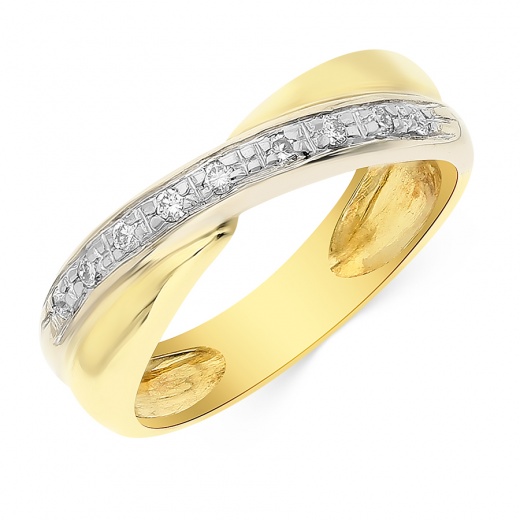 Кольцо из комбинированного золота 750 пробы c 9 бриллиантами Л18087649 фото 1