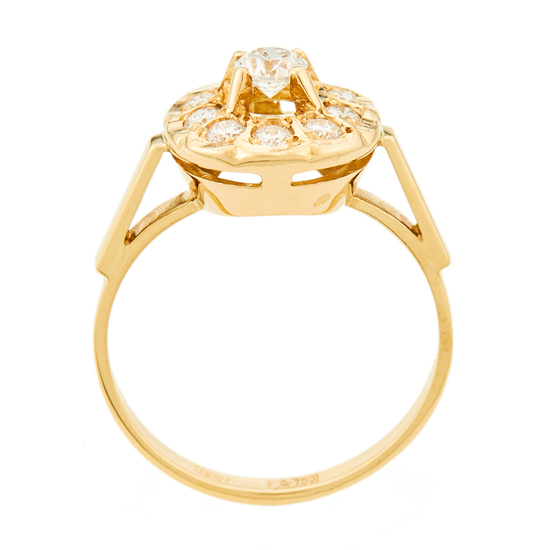 Кольцо из желтого золота 750 пробы c 11 бриллиантами, Л61020900 за 136000