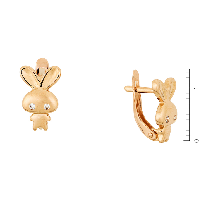 Серьги из красного золота 585 пробы c фианитами