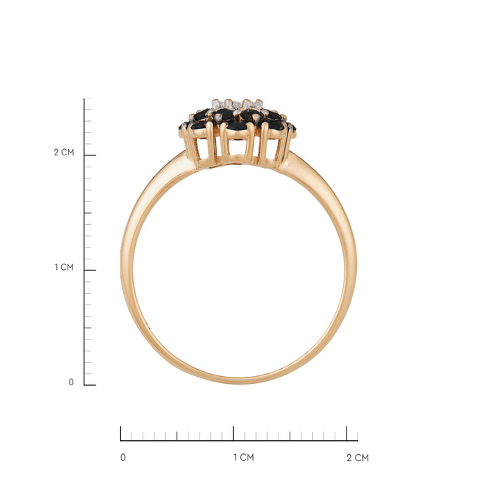 Кольцо из золота 585 пробы c бриллиантом и синтетическими сапфирами, Л 6002 5907 за 32200
