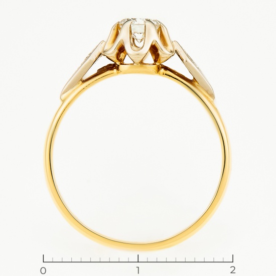 Кольцо из комбинированного золота 750 пробы c 3 бриллиантами, Л24137134 за 66465
