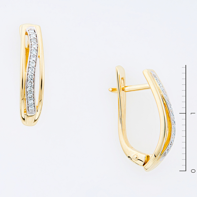 Серьги из золота 585 пробы c 28 бриллиантами