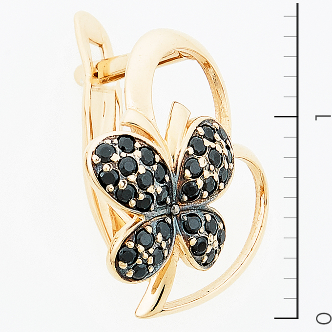 Серьги из красного золота 585 пробы c фианитами