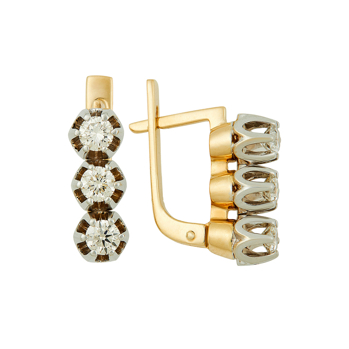 Серьги из золота 750 пробы c бриллиантами