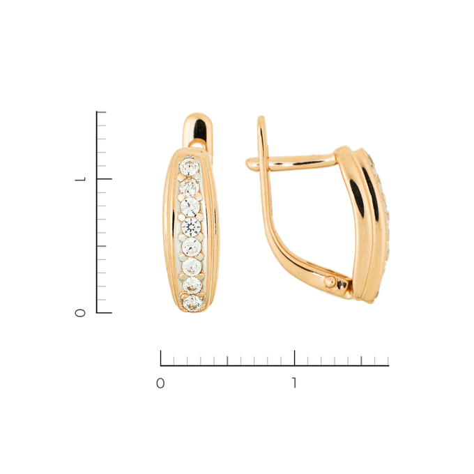 Серьги из красного золота 585 пробы c фианитами