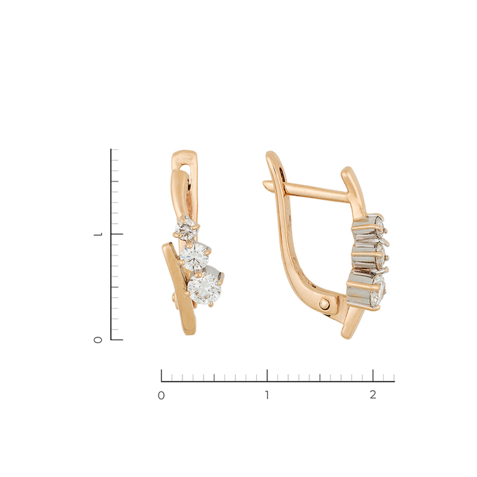 Серьги из комбинированного золота 585 пробы c 6 бриллиантами, Л 0616 0593 за 32940