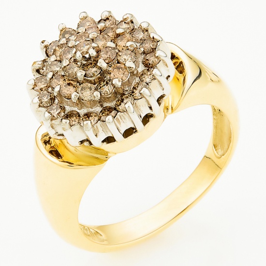 Кольцо из комбинированного золота 585 пробы c 37 бриллиантами, Л04057876 за 39 500 ₽