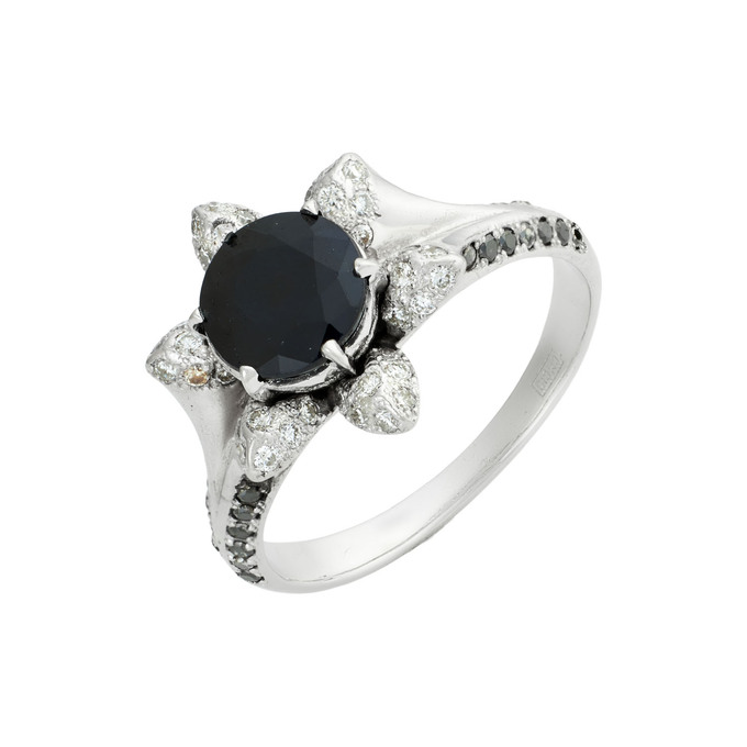 Кольцо из золота 585 пробы с корундом и бриллиантами, Л 7102 0103 за 59300