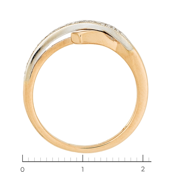 Кольцо из комбинированного золота 585 пробы c 5 бриллиантами, Л43058293 за 20650