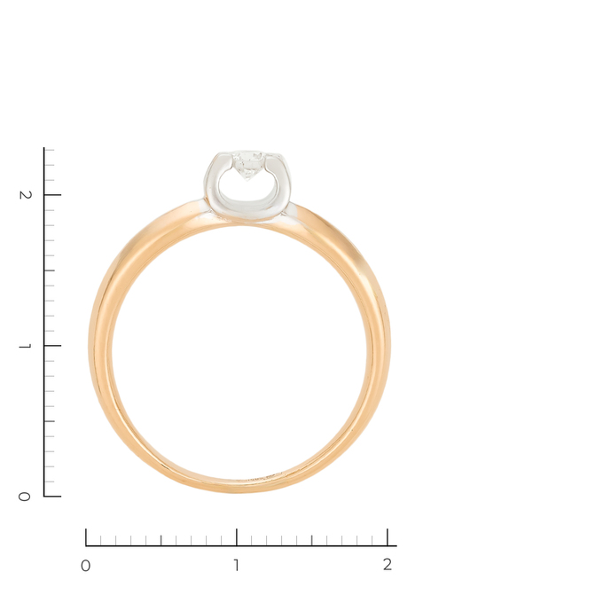 Кольцо из комбинированного золота 585 пробы c 1 бриллиантом, Л 2809 9533 за 38000