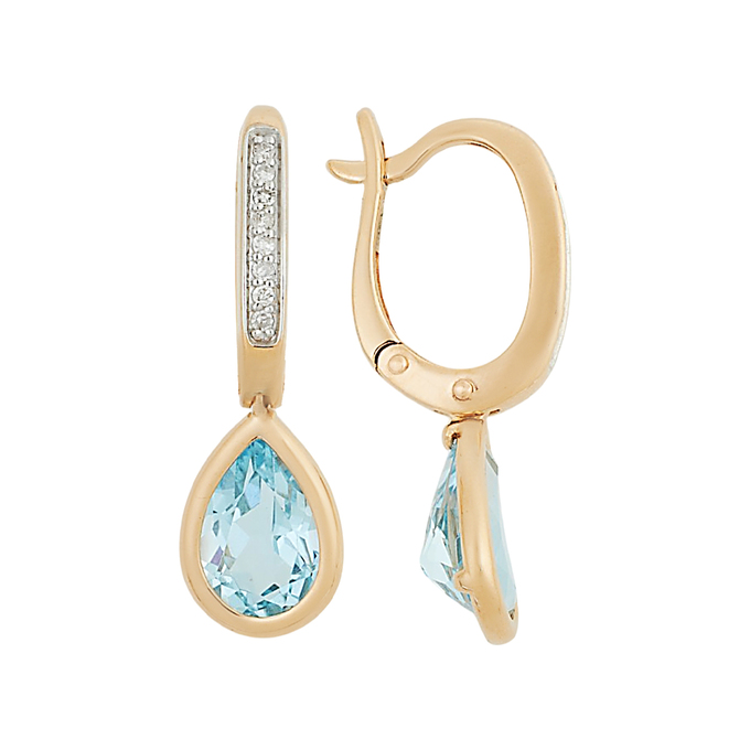 Серьги из золота 585 пробы с топазами и бриллиантами, Л 3208 4576 за 36800