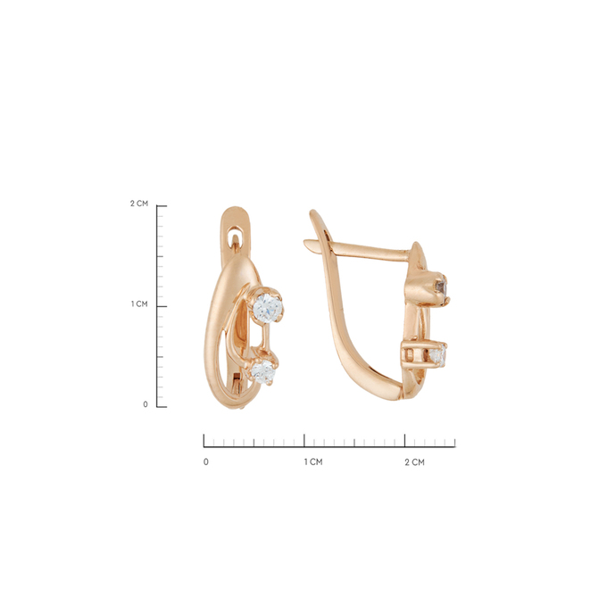 Серьги из золота 585 пробы c 4 фианитами, Л 7601 3525 за 30257