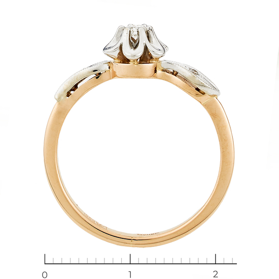 Кольцо из комбинированного золота 585 пробы c 3 бриллиантами, Л60019042 за 14750