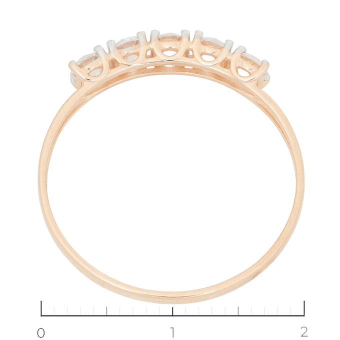 Кольцо из золота 585 пробы c 5 фианитами