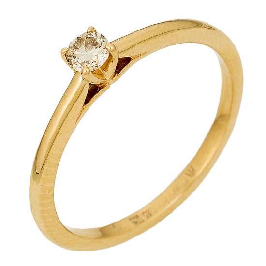 Кольцо из желтого золота 585 пробы c 1 бриллиантом, Л18111089 за 12300