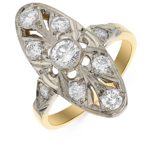 Кольцо из комбинированного золота 750 пробы c 9 бриллиантами Л33057239 фото 1