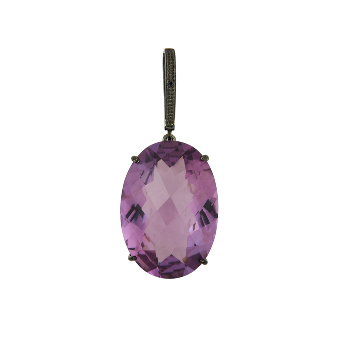 Подвеска из золота 585 пробы c аметистом и бриллиантом