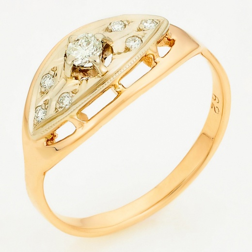 Кольцо из комбинированного золота 585 пробы c 7 бриллиантами Л45065693 фото 1