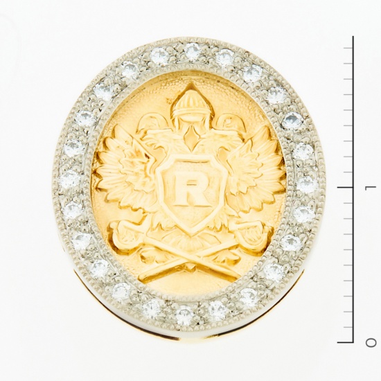 Значок из комбинированного золота 750 пробы c 24 бриллиантами, Л28073310 за 138900
