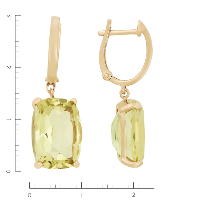 Серьги золото, 585, 2 к.,5,87 гр. (чистый вес 5,07 гр.) со следами износа; 2 Цитрин