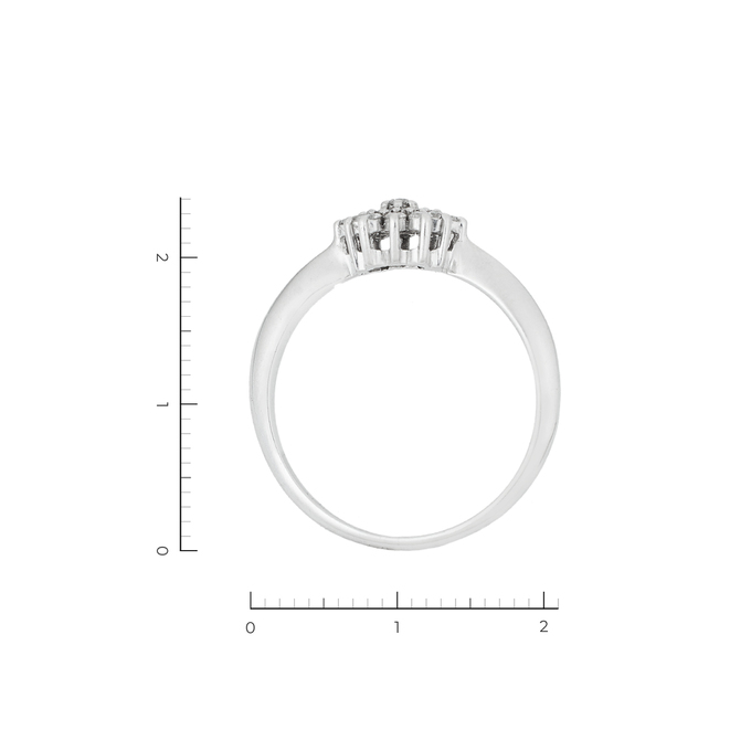 Кольцо из белого золота 585 пробы c 19 бриллиантами