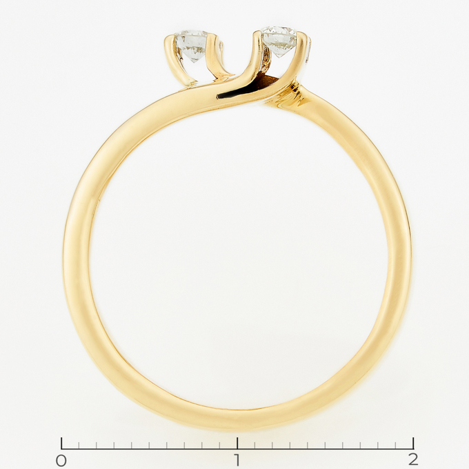 Кольцо из желтого золота 585 пробы c 2 бриллиантами