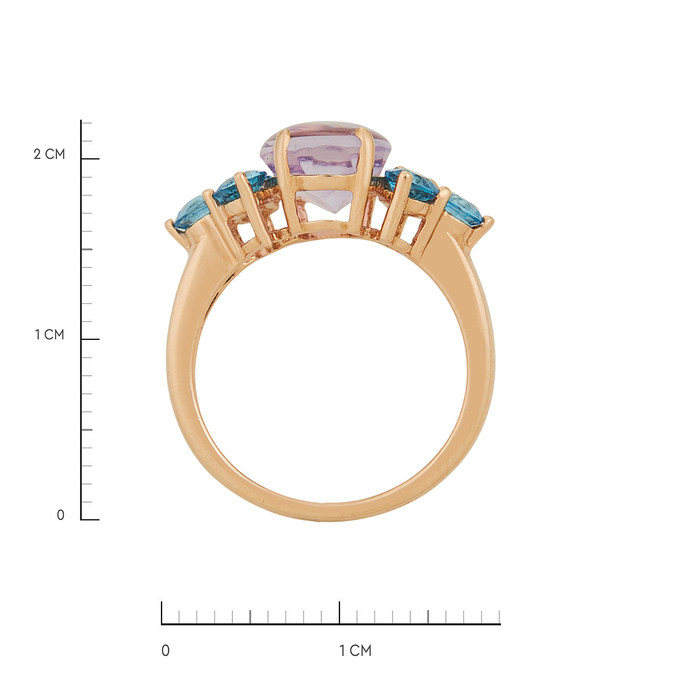 Кольцо из золота 585 пробы c аметистом и топазами, Л 2811 6202 за 38640