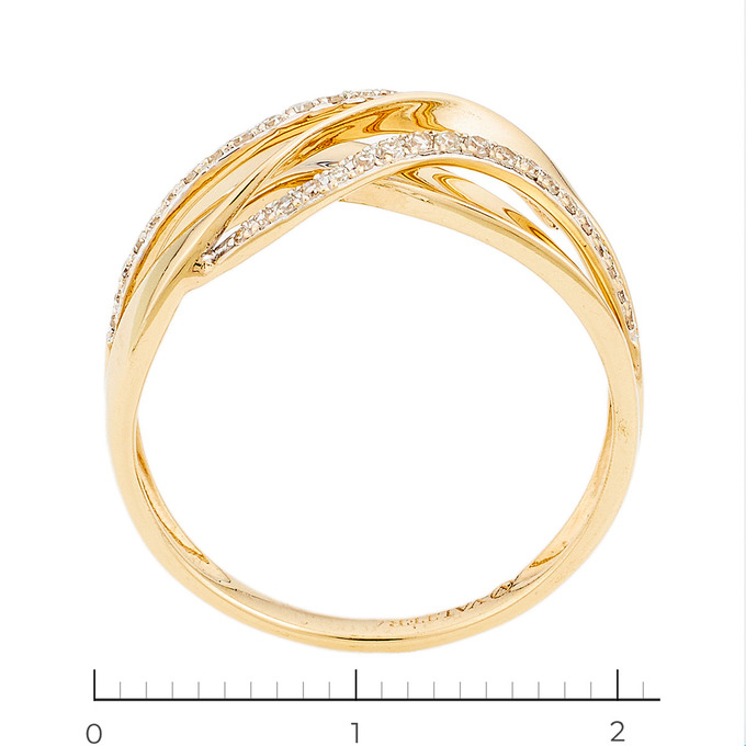 Кольцо из желтого золота 585 пробы c 38 бриллиантами, Л 2801 3969 за 27920