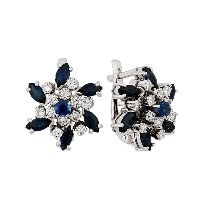 Серьги из золота 585 пробы с сапфирами и бриллиантами, Ц О007 3408 за 192000
